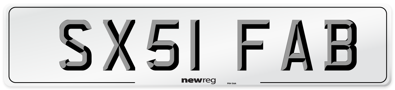 SX51 FAB Number Plate from New Reg